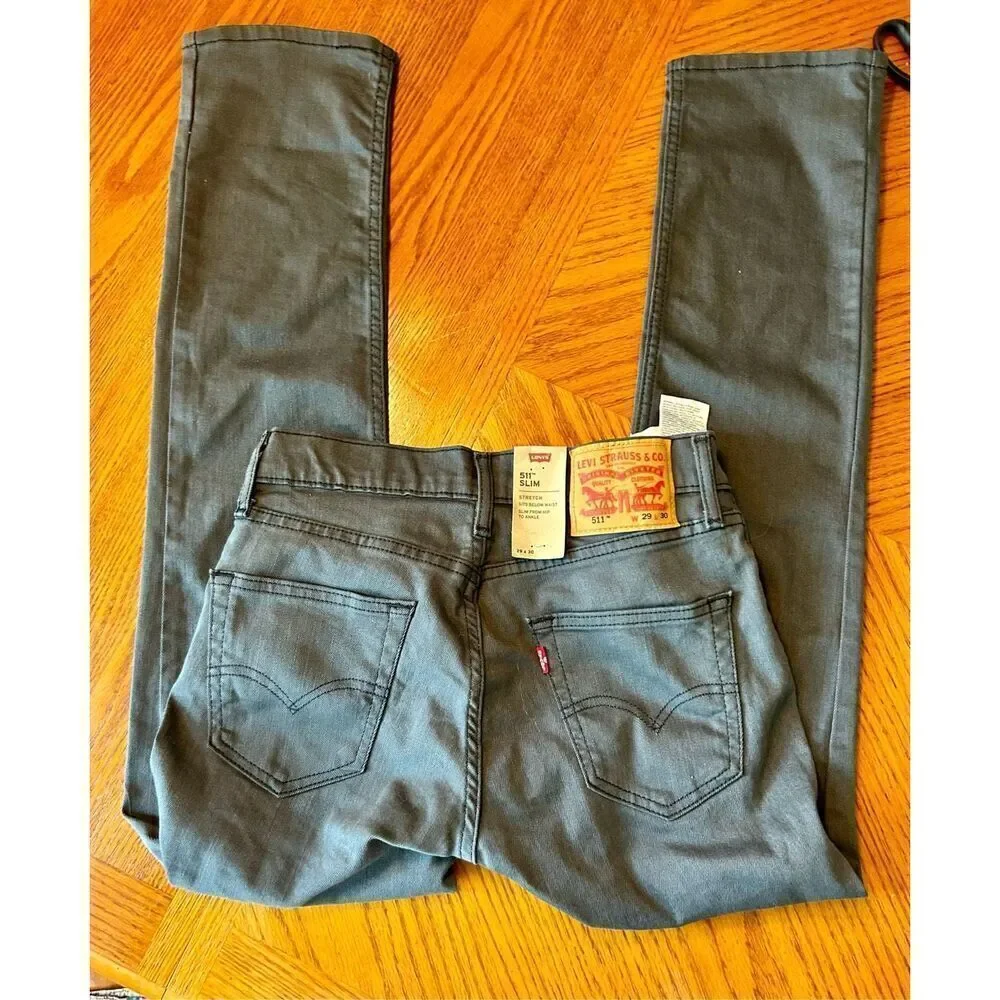 Levi's Men's 511 Slim Stretch Fit Jeans - New Olive Khaki - 29W x 32L NWT - Picture 1 of 10